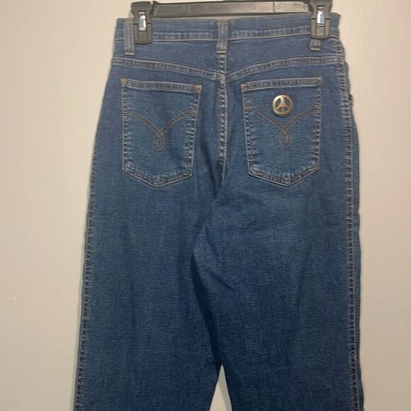 Moschino- VINTAGE! Donna Vita Alta High Waisted Mom Denim Jeans Peace Sign- 31 - Picture 10 of 15